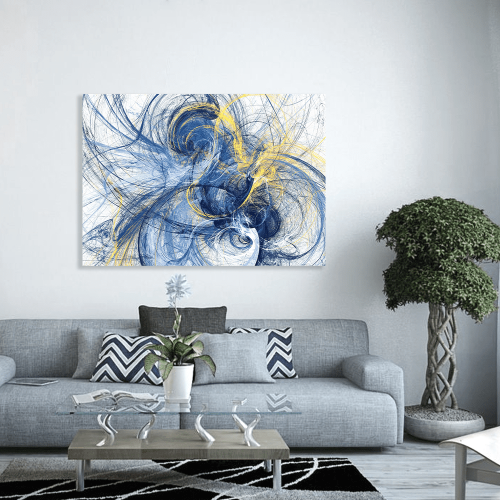 Πίνακας σε Καμβά :Abstract Paint Art Blue and Yellow
