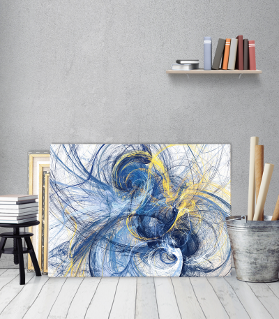 Πίνακας σε Καμβά :Abstract Paint Art Blue and Yellow