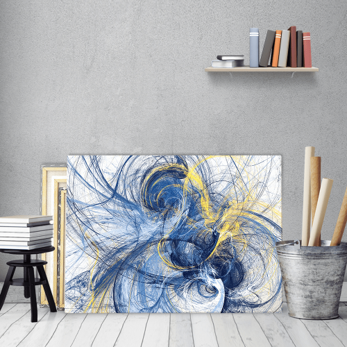 Πίνακας σε Καμβά :Abstract Paint Art Blue and Yellow