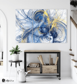 Μοντέρνος Τρίπτυχος Καμβάς Abstract Paint Art Blue and Yellow