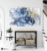 Πίνακας Καμβάς Τετράπτυχος Abstract Paint Art Blue and Yellow