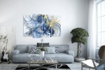 Πίνακας Καμβάς Τετράπτυχος Abstract Paint Art Blue and Yellow