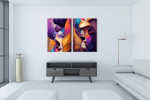 Σύνθεση με πίνακες Καμβάδες : Abstract Color Faces - 2 Τεμάχια 70x50