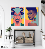 Σύνθεση με πίνακες Καμβάδες : Color Faces - 2 Τεμάχια 70x50