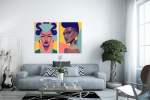 Σύνθεση με πίνακες Καμβάδες : Color Faces - 2 Τεμάχια 70x50