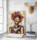 Πίνακας σε Καμβά : Lady oil effect figure with flowers