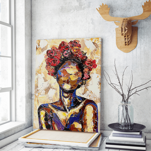 Πίνακας σε Καμβά : Lady oil effect figure with flowers
