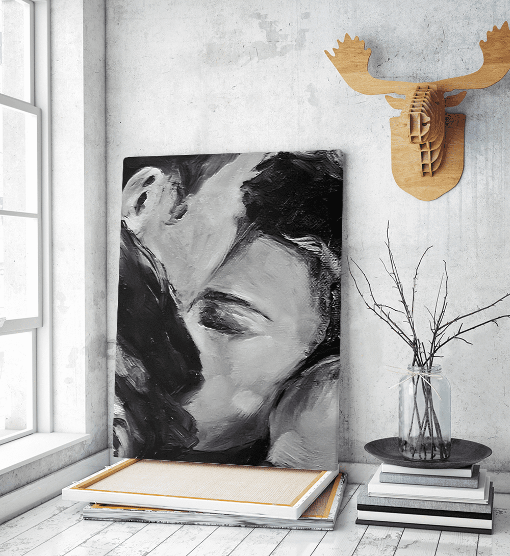 Πίνακας σε Καμβά : Black N White Couple forehead kiss