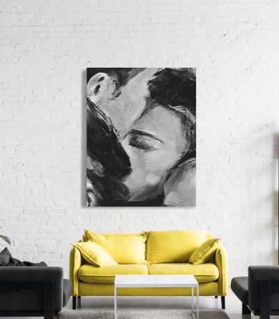 Πίνακας σε Καμβά : Black N White Couple forehead kiss
