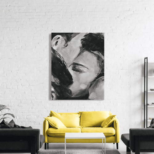 Πίνακας σε Καμβά : Black N White Couple forehead kiss