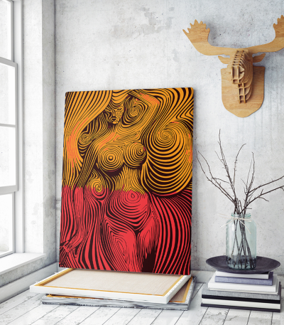 Πίνακας σε Καμβά : Orange n Red Abstract art