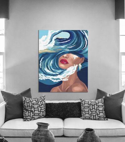 Πίνακας σε Καμβά : Woman Painting Sea