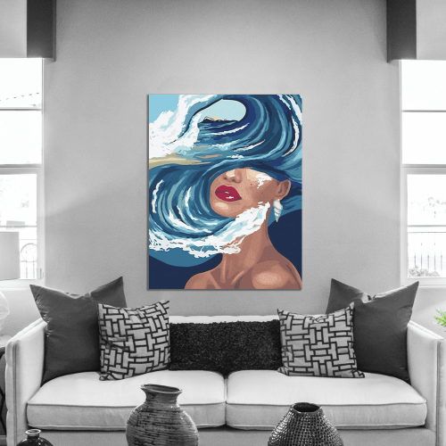 Πίνακας σε Καμβά : Woman Painting Sea