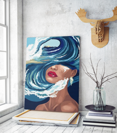 Πίνακας σε Καμβά : Woman Painting Sea