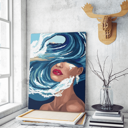 Πίνακας σε Καμβά : Woman Painting Sea