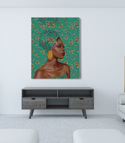 Πίνακας σε Καμβά : Cyan Portrait African Woman