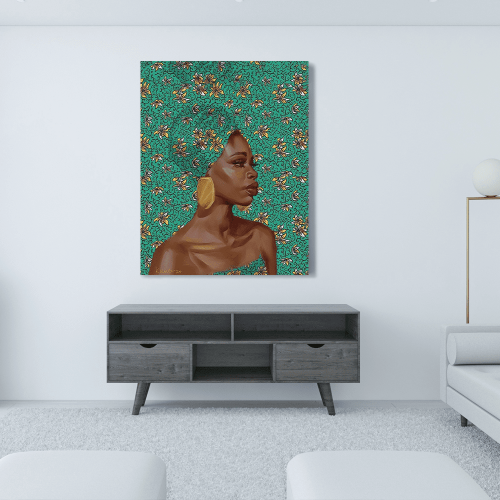 Πίνακας σε Καμβά : Cyan Portrait African Woman