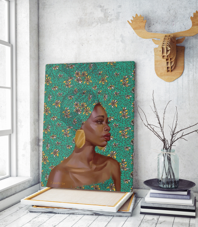 Πίνακας σε Καμβά : Cyan Portrait African Woman