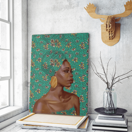 Πίνακας σε Καμβά : Cyan Portrait African Woman