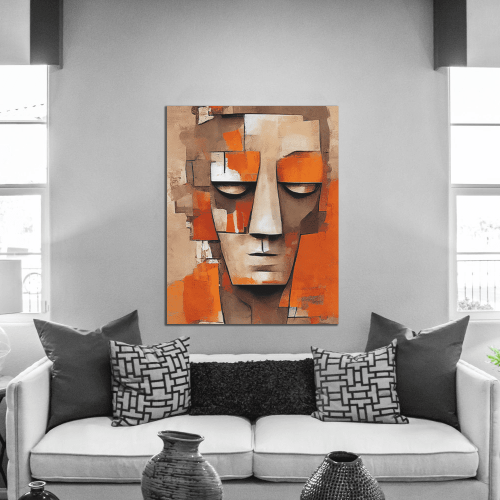 Πίνακας σε Καμβά Orange Abstract Face Painting