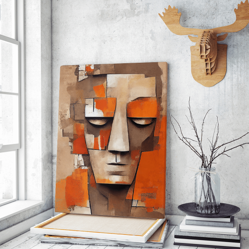 Πίνακας σε Καμβά Orange Abstract Face Painting