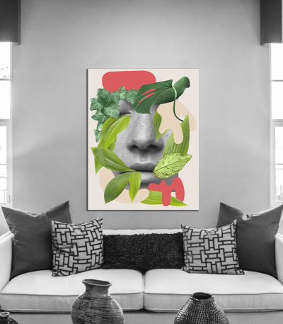 Πίνακας σε Καμβά Green Face Collage