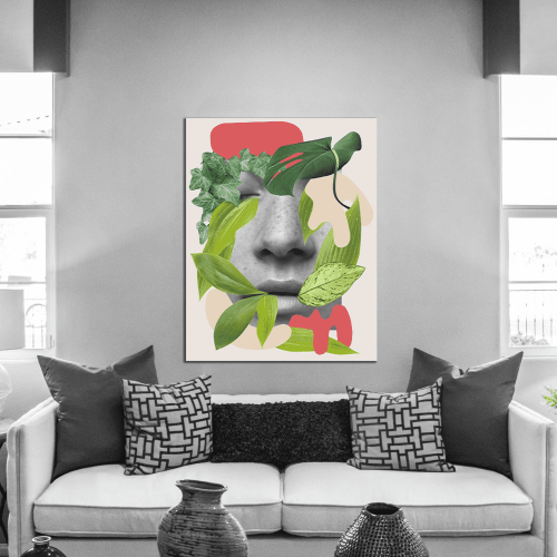 Πίνακας σε Καμβά Green Face Collage