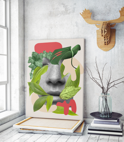 Πίνακας σε Καμβά Green Face Collage