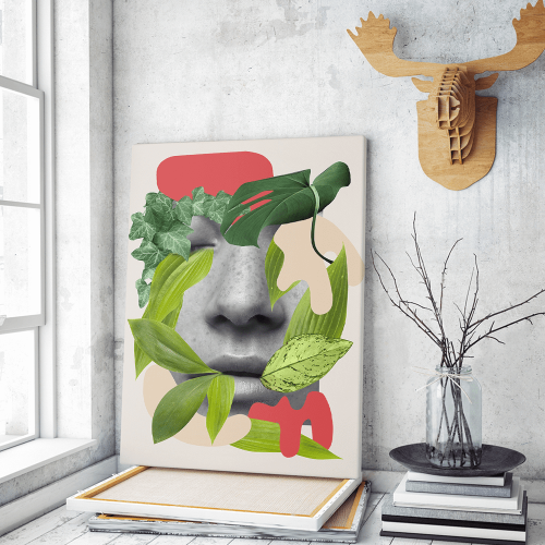 Πίνακας σε Καμβά Green Face Collage
