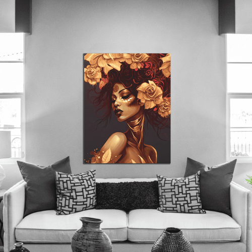 Πίνακας σε Καμβά Beautiful Painting Face with Flowers