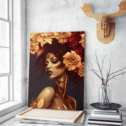 Πίνακας σε Καμβά Beautiful Painting Face with Flowers