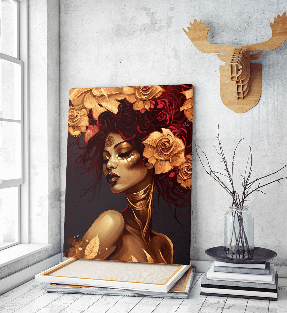 Πίνακας σε Καμβά Beautiful Painting Face with Flowers Πίνακας σε Καμβά Beautiful Painting Face with Flowers