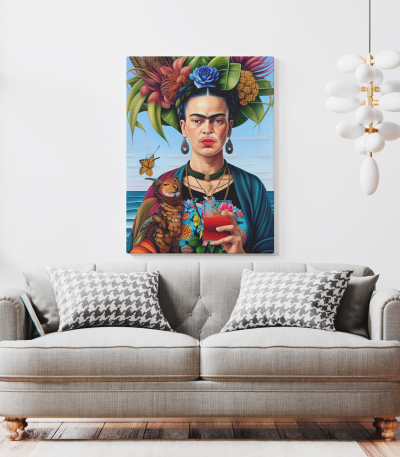 Πίνακας σε Καμβά Frida Kahlo Floral Unique AI