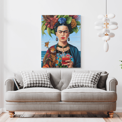 Πίνακας σε Καμβά Frida Kahlo Floral Unique AI