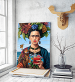 Πίνακας σε Καμβά Frida Kahlo Floral Unique AI