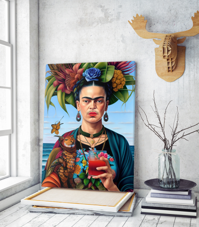 Πίνακας σε Καμβά Frida Kahlo Floral Unique AI