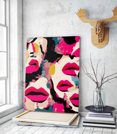 Πίνακας σε Καμβά Abstact Art Magenta Lips