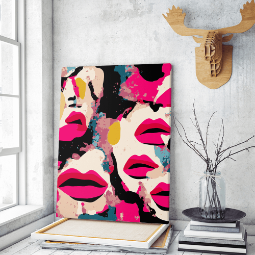 Πίνακας σε Καμβά Abstact Art Magenta Lips