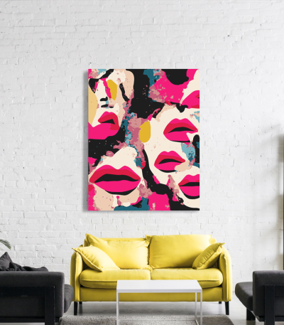 Πίνακας σε Καμβά Abstact Art Magenta Lips