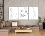 Σύνθεση Με Πίνακες Καμβάδες 70x50 - 3 Τεμάχια - Line Art Silhouettes