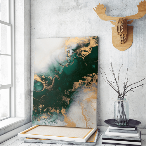 Πίνακας σε Καμβά Green&Gold ink