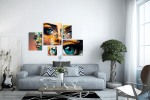 Σύνθεση Με Πίνακες Καμβάδες 95x75- 5 Τεμάχια - Colorful Eye Synthesis