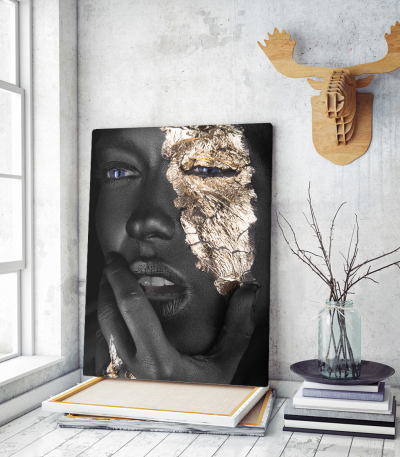Πίνακας σε Καμβά woman dark skin gold makeup art 7