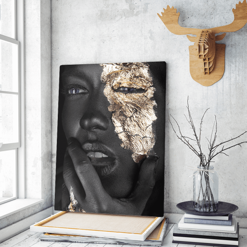 Πίνακας σε Καμβά woman dark skin gold makeup art 7