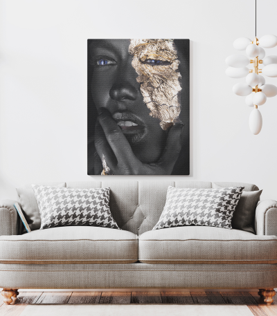 Πίνακας σε Καμβά woman dark skin gold makeup art 7
