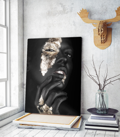 Πίνακας σε Καμβά : woman dark skin gold makeup art 8