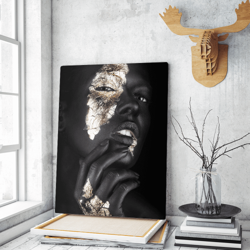 Πίνακας σε Καμβά : woman dark skin gold makeup art 8