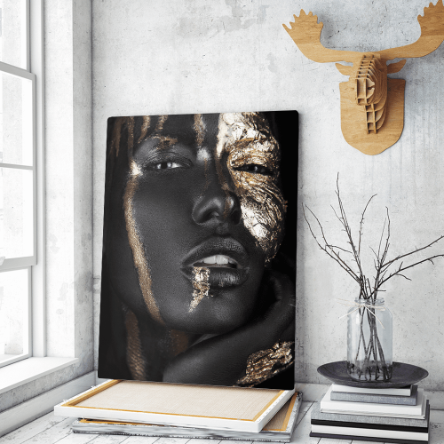 Πίνακας σε Καμβά : woman dark skin gold makeup art 9