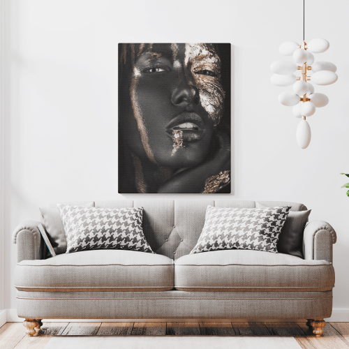 Πίνακας σε Καμβά : woman dark skin gold makeup art 9