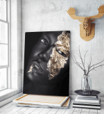 Πίνακας σε Καμβά : woman dark skin gold makeup art 10